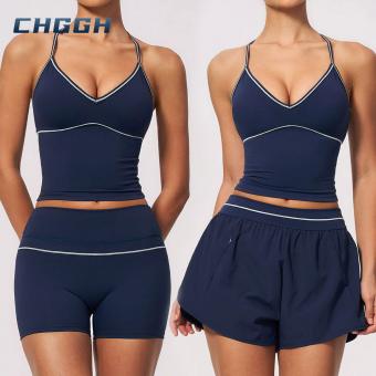 Contrast Piping Longline Activewear Set High Waisted Biker and Running Short