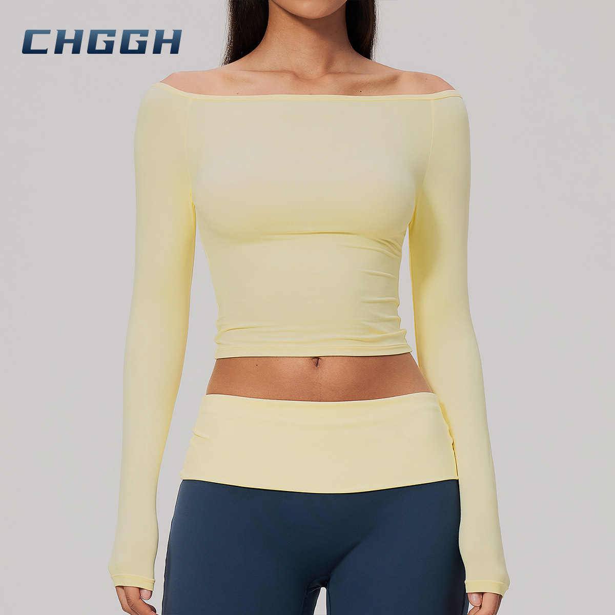 Brushed long-sleeve yoga top