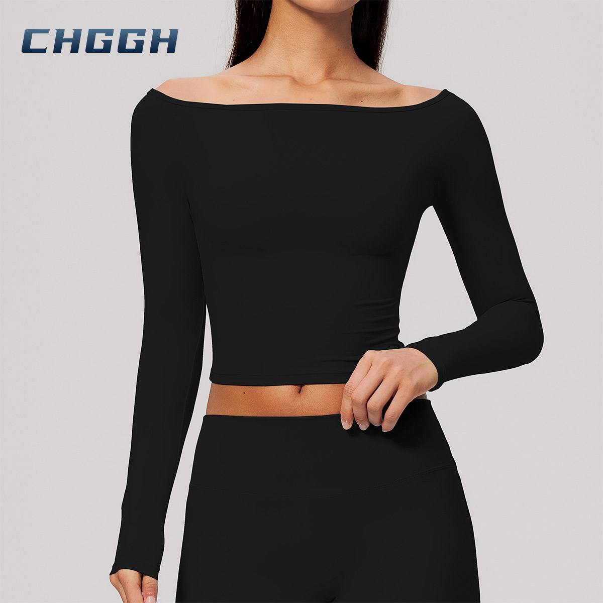 Brushed long-sleeve yoga top