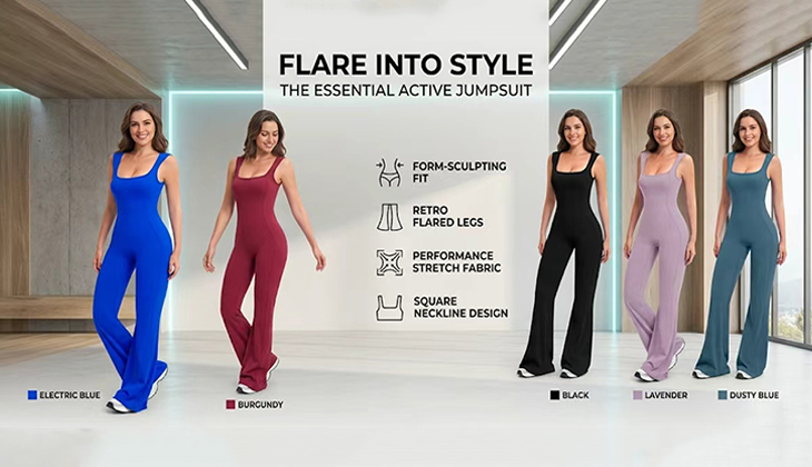 Sculpt, Stretch, and Scale: Elevate Your Brand with Our Premium Flared Active Jumpsuits 